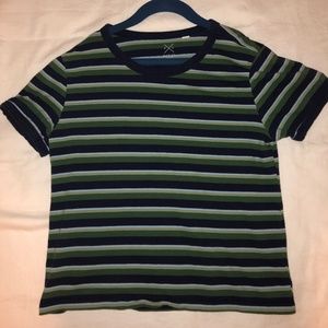 Pacsun Green and Blue Striped T shirt